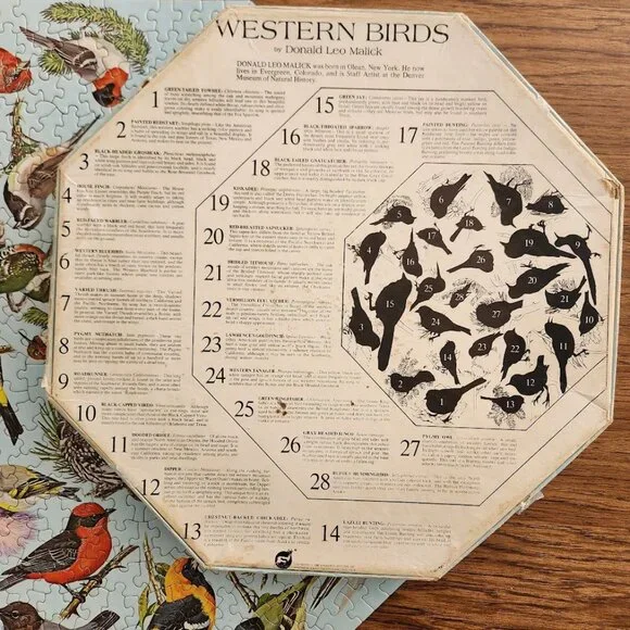 Vintage 500 Piece 1968 Springbok Octagon Puzzle Western Birds by Malick PZL 8015